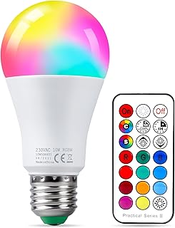 REYLAX Farbige Leuchtmittel LED RGBW Lampe E27 10W, Warmweiß 3000K Dimmbare Edison Glühbirne La…