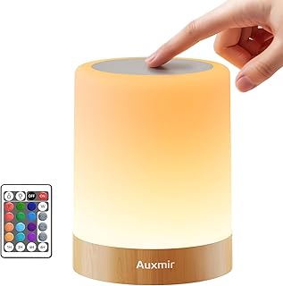 Auxmir Nachttischlampe Touch Dimmbar, 3000mAh Nachtlicht Kinder mit 5 Modi 13 Farben 5 Helligkeit…
