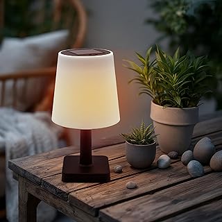 Spetebo Solar Tischleuchte für Außen und Innen – 23 x 12 cm – LED Garten Tischlampe warm weiß …