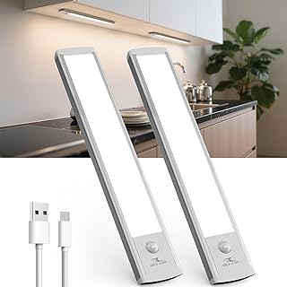 Schrankbeleuchtung LED Lampe mit Bewegungsmelder – 20cm USB-C Aufladbar Unterbauleuchte Küche Li…