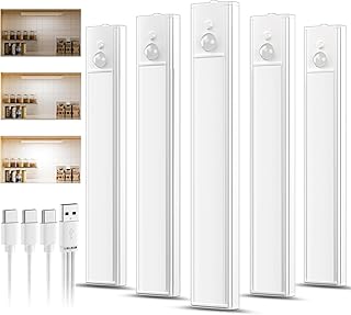 5 Stück Aufladbare Unterbauleuchte Küche led, Dimmbare Nachtlicht mit Bewegungsmelder, 20cm Kal…