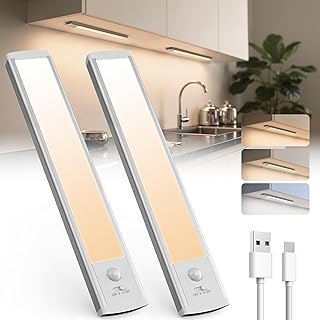 Schrankbeleuchtung LED Lampe mit Bewegungsmelder – 20cm USB-C Aufladbar Unterbauleuchte Küche Li…