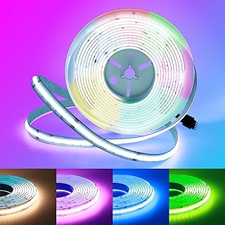 Arotelicht COB LED Streifen RGBW 24V 5M, LED Strip RGB Warmweiß dimmbar 5pin Lichterkette Hohe D…