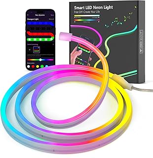 Kangtaixin Neon LED Strip 1m, Flexibler LED Streifen Mit App-Steuerung, 5V RGB LED Band Seil Lamp…