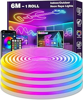 LETIANPAI 6M Neon Led Strip,Flexible LED Streifen,Control with App/Remote,Multiple Modes,Waterpro…