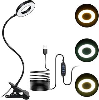 URAQT Klemmleuchte LED,360° Schwanenhals Klemmlampe 8W Dimmbar 3 Farbtemperaturen und 11 Helligk…