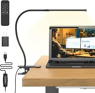 Mojimdo Schreibtischlampe 77 LED mit Fernbedienung [Beeindruckende Lichtleistung] 40CM Klemmlampe…
