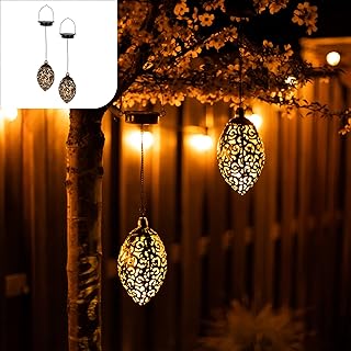 Gadgy Solar Orientalische Lampen für draußen – 2er Set Marokkanische Hängelaternen, Dekorati…