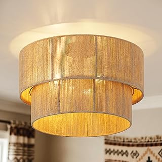 Boho Deckenleuchte aus Juteseil Ø45cm – 3-flammige Rattan Deckenlampe mit Korb-Look für Wohnz…