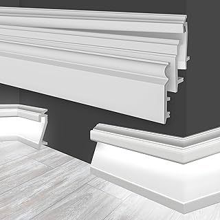 MARBET DESIGN LED Sockelleisten weiß HDPS Kunststoff – 2 Meter Fußleisten Profil indirekte Bele…