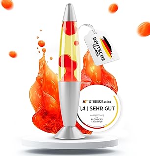 FLOWBERG Lavalampe (rot) | Rote Wachslampe | Originell und handliche Tischlampe mit 1,7 m Kabel &…