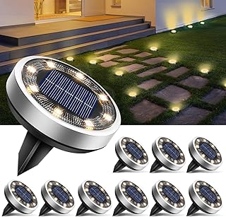btfarm 10 Stück Solar Bodenleuchten Aussen, 8 LED Gartenbeleuchtung Solar Wasserdicht Boden Sola…
