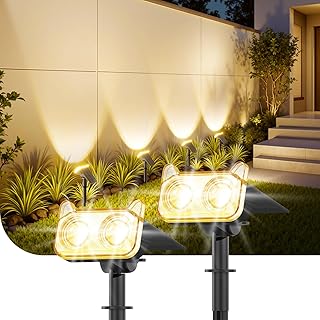 GEARLITE 2 Stück Solarlampen für Außen Garten, 2 Modi Superhelle 800 Lum Solar Strahler Max 30…