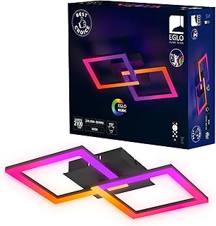 EGLO LED Deckenleuchte RGBIC, geometrische Deckenlampe mit Lichteffekten, Gaming Zimmer und Party…