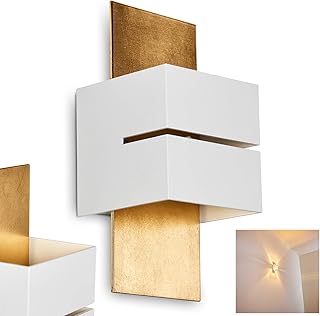 Wandleuchte Tora aus Metall in Weiß/Gold mit Schlitz, moderne Wandlampe mit Lichteffekt, 1 x G9-…