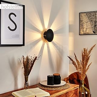 Wandleuchte Mezia, moderne Wandlampe aus Metall in Schwarz mit Lichtspiel an der Wand, Leuchte mi…