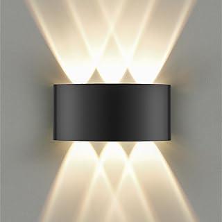 LED Wandleuchte IP65 für Innen und Außen, 6W Wandlampe Up und Down mit 6 Lichtquellen, 3000K Wa…