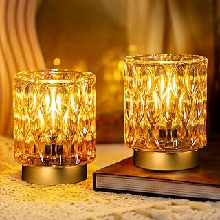 MJ PREMIER Tischlampe Kabellos, Batteriebetrieben Tischleuchte mit Timerfunktion, Dekorative Glas…