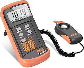 Dr.meter LX1330B Digital Luxmeter, 0-200.000 Messbereich Luxmeter mit 360° Drehbarem Sensor Bele…