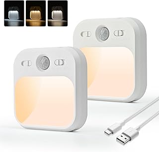 AmmToo Nachtlicht mit Bewegungsmelder – 2 Stück USB-C aufladbar LED Nachtlicht Dimmbares Helligk…