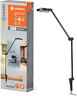 LEDVANCE SUN@HOME PANAN DESK DISC CLIP Schreibtischleuchte, weiß, 15W, 1200lm, regulierbares Wei…