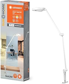 LEDVANCE SUN@HOME PANAN DESK DISC CLIP Schreibtischleuchte, weiß, 15W, 1200lm, regulierbares Wei…