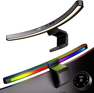 Quntis Curved Monitor Lampe 45cm Monitor Light Bar mit Musik-Sync, USB Bildschirmlampe mit Fernbe…