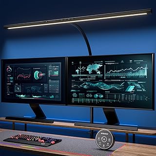 EYOCEAN Schreibtischlampe LED mit Gestensteuerung & Fernbedienung, 24W 80CM Klemmbare Dimmbare Mo…