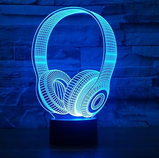 Kopfhörer Hologramm 3d Lampe Nachttischlampe, Nachtlicht fürs Kinderzimmer, LED Lampe fürs Woh…