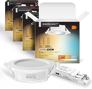 SINCELIGHT LED Einbauleuchte 3W, Kleines Downlight für 65mm Deckenloch, Schrank, Vitrine, Kompak…