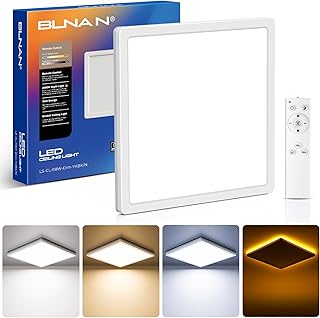 BLNAN LED Deckenleuchte Dimmbar, 18W 1800LM Deckenlampe mit Fernbedienung, 4W Nachtlicht Warm, 30…