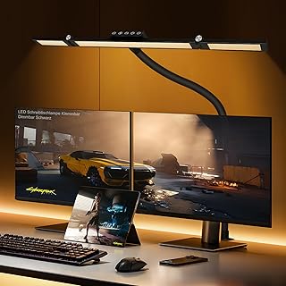LED Schreibtischlampe Klemmbar Dimmbar Schwarz,Desk Lamp Touch Controller,Monitor Lampe 70 cm Lä…