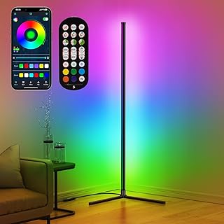 riyo LED Stehlampe, Stehlampe Wohnzimmer mit APP-Steuerung und Fernbedienung, RGB-Ecklampe mit 16…