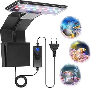 Aquarium LED Beleuchtung 3 Farben, 9W 600LM, 16 LEDs für Wasserpflanzen und Fische – 220V 50-60H…