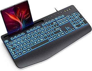 SABLUTE Tastatur Beleuchtete Kabel USB PC Ergonomische Tastaturen Hintergrundbeleuchtete Computer…