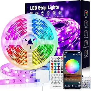 VKH LED Strip 5m, LED Streifen 5m Selbstklebend Bluetooth RGB LED Band mit Fernbedienung und APP,…