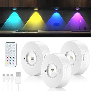 Banaone Unterbauleuchte Küche LED, USB Aufladbar Vitrinenbeleuchtung mit Fernbedienung, Schrankb…