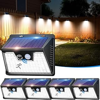 nipify 【5 Stück】 Solarlampen für Außen mit Bewegungsmelder, 140 LED 3 Modi 180° Solarleuc…