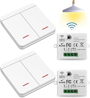 Funk Lichtschalter – 230V Funklichtschalter Set ohne Stromverlegung, mit Empfänger – Funklicht…