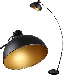 Osasy Stehlampe Arc, Vintage Stehleuchte, Retro Stehleuchten in Schwarz-Golden, verstellbarer Lam…