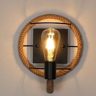 Comely Industrielle Vintage Wandleuchte Innen, Retro Eisen Hanf Seil Form Wandlampe, E27 Sockel I…