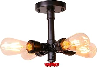 iDEGU Industrielle Deckenleuchte Wasserrohr Lampe 4 Lichter E27 Fassung Deckenlampe Vintage Rohr …