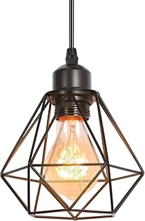 TOKIUS Pendelleuchte Vintage Industrial 16CM Hängelampe mit Geometrischem Design E27 Lampe aus E…