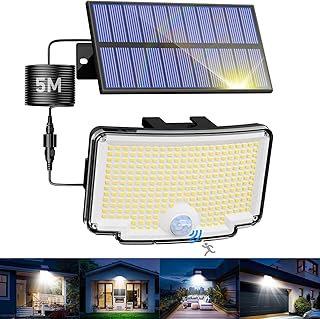 nipify Solarlampen für Außen mit Bewegungsmelder, 318 LED 3 Modi Solar Aussenleuchte IP65 Wette…
