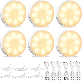 Nachtlicht mit Bewegungsmelder, 6 Stück LED Schrankbeleuchtung Treppenbeleuchtung Nachtlicht mit…