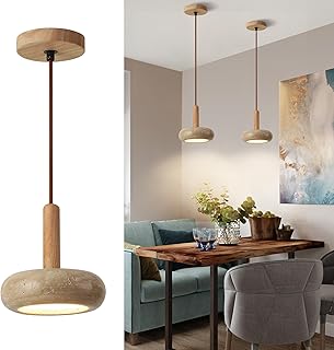 Kaixunl Japanische Wabi Sabi Natürliche Gelbe Höhlenstein Hängelampe, LED Holz Hängeleuchte, …