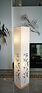 Trango 1216 Modern Design Stehlampe *KOREA* Reispapier Lampe in Eckig mit Bambus Dekor, Stehleuch…