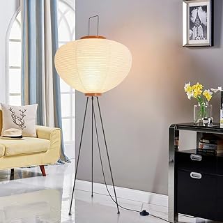 LED Stehlampe Wohnzimmer Papierlampe,Standlampe mit Handgemachtem Lampenschirm Papier Japanische …