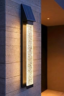 Arnusa Solar Außenwandleuchte Edelstahl mit Acrylglas Luftblasen LED warmweiß, Solar Wandlampe …