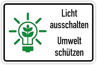 Aufkleber Nachhaltigkeit Energie „Licht ausschalten, Umwelt schützen“ Hinweis Folie | Größ…